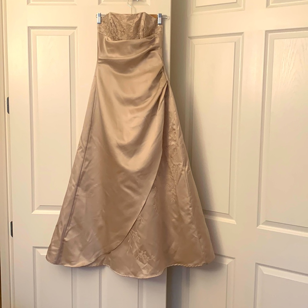 Rampage champagne gold strapless evening gown size 3